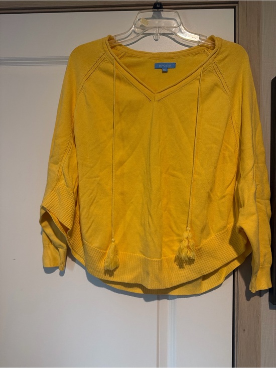 Burgess Sweaters - Urge Bright Yellow V-Neck Tassel Knit Sweater